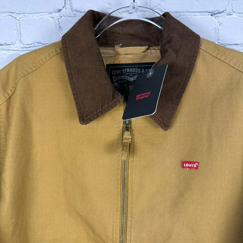 Levi's Cotton Canvas Corduroy Collar Depot Utility Barn Trucker Jacket Lt. Brown - Picture 5 of 16